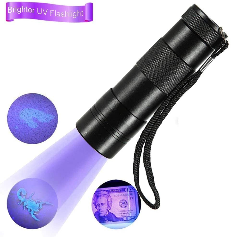 12 Pieces UV Handheld Blacklight Flashlights Portable UV Light Detector Small UV Flashlight 395nm 9 Led Mini Light Torch for Pet Urine and Dry Stain Not Included Battery 