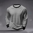 thumbnail image 2 of KeShDi Long Sleeve Shirts For Men Red and White Striped Shirt Fashion Men Printing Blouses Long Sleeve Round Neck Pullover Fashionable Top Blouse Black 2X, 2 of 6