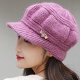 thumbnail image 5 of Dengjunhu Women's Winter Warm Hat Crochet Slouchy Beanie Knitted Caps with Visor, 5 of 6