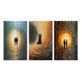 thumbnail image 2 of Designart "Retro Lovers Celebrating Eternal Love VI" Couple Wall Art Set Of 3 - Glam Black Gallery Set For Office Decor, 2 of 6