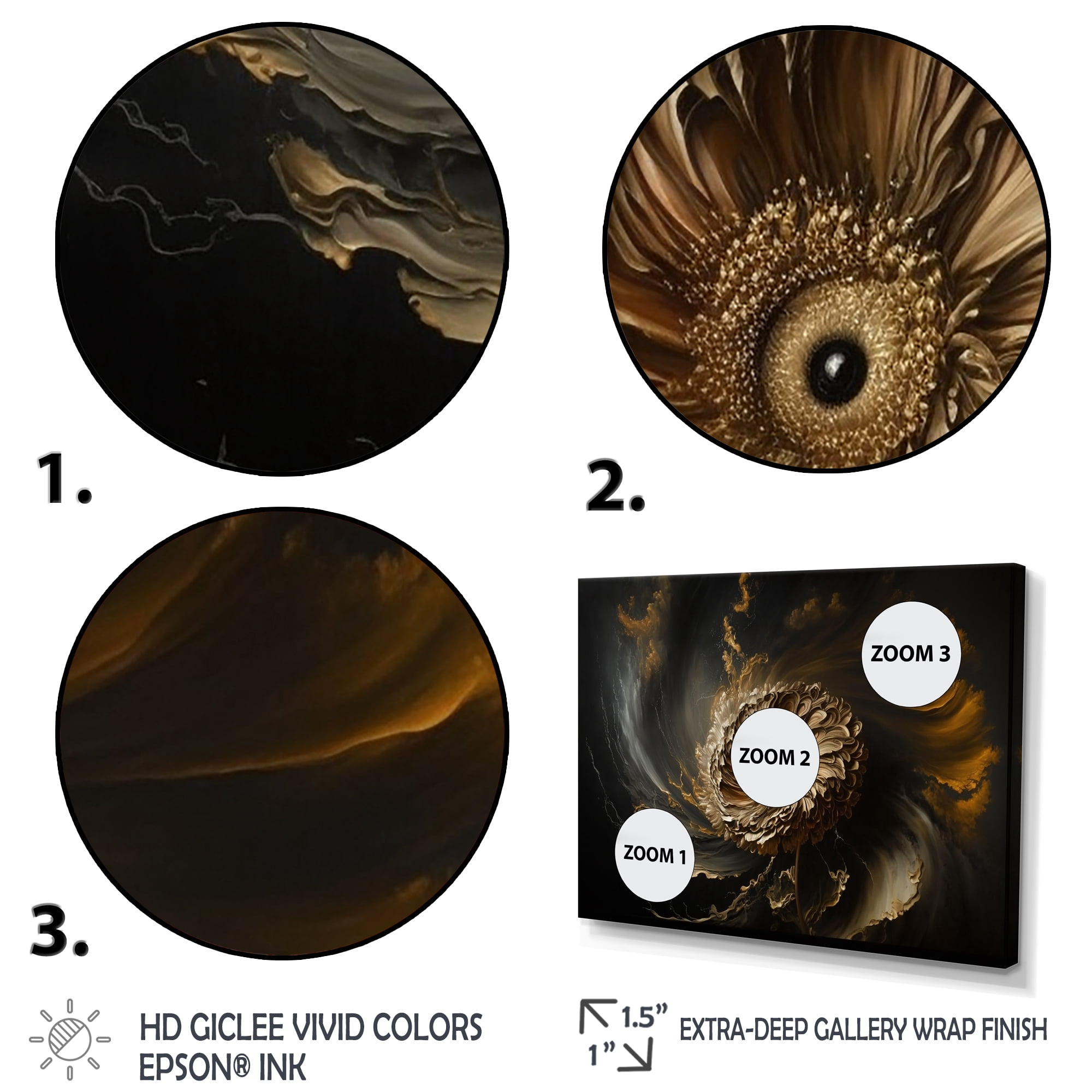 Designart A Black And Gold Expression I Canvas Wall Art
