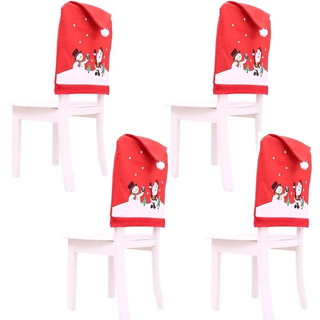 Funda Para Silla Navideña,4 Fundas Para Sillas Navideñas Funda Para Silla Navideña Funda Para Silla Navideña Para Decoración Navideña Cena Fiesta-Sombrero Para Silla Navideña