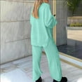 thumbnail image 6 of Lastesso Plus Size Pajamas for Women V-Neck Long Sleeve Solid Tops with Pants Lounge Set Winter Fleece Warm Homewear, 6 of 6
