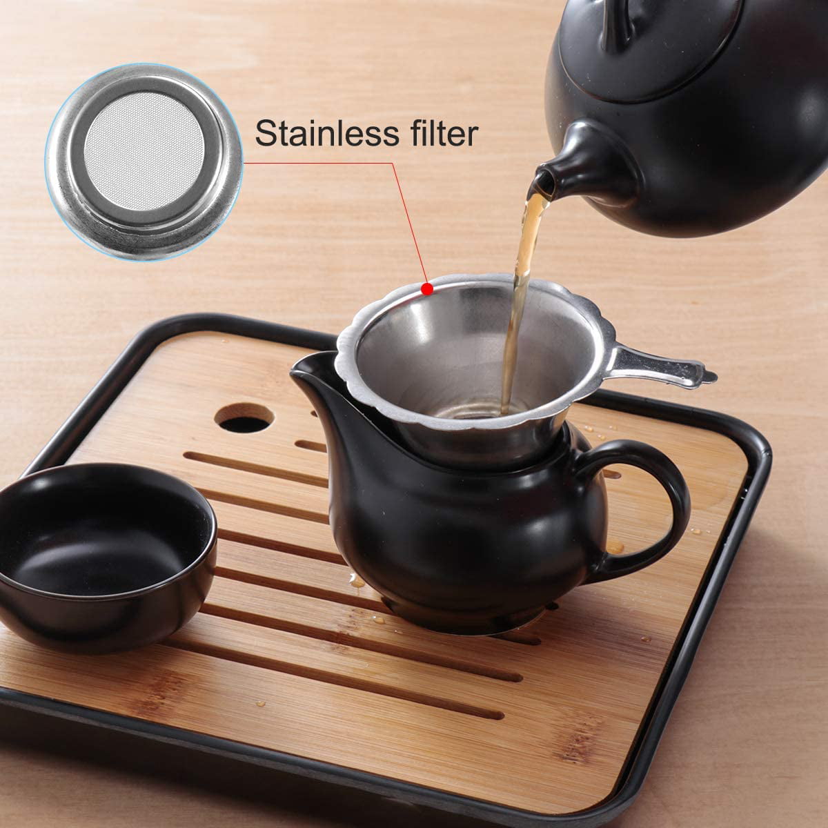 Lyty Chinese Tea Pot Cup Set with Tray Infuser Travel Ceramic Tea set Porcelain Teapot Portable All in One Gift Bag for Outdoor Picnic Business Hotel 