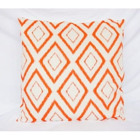 Blurred Diamond Vermillion Orange Cotton Throw Pillow