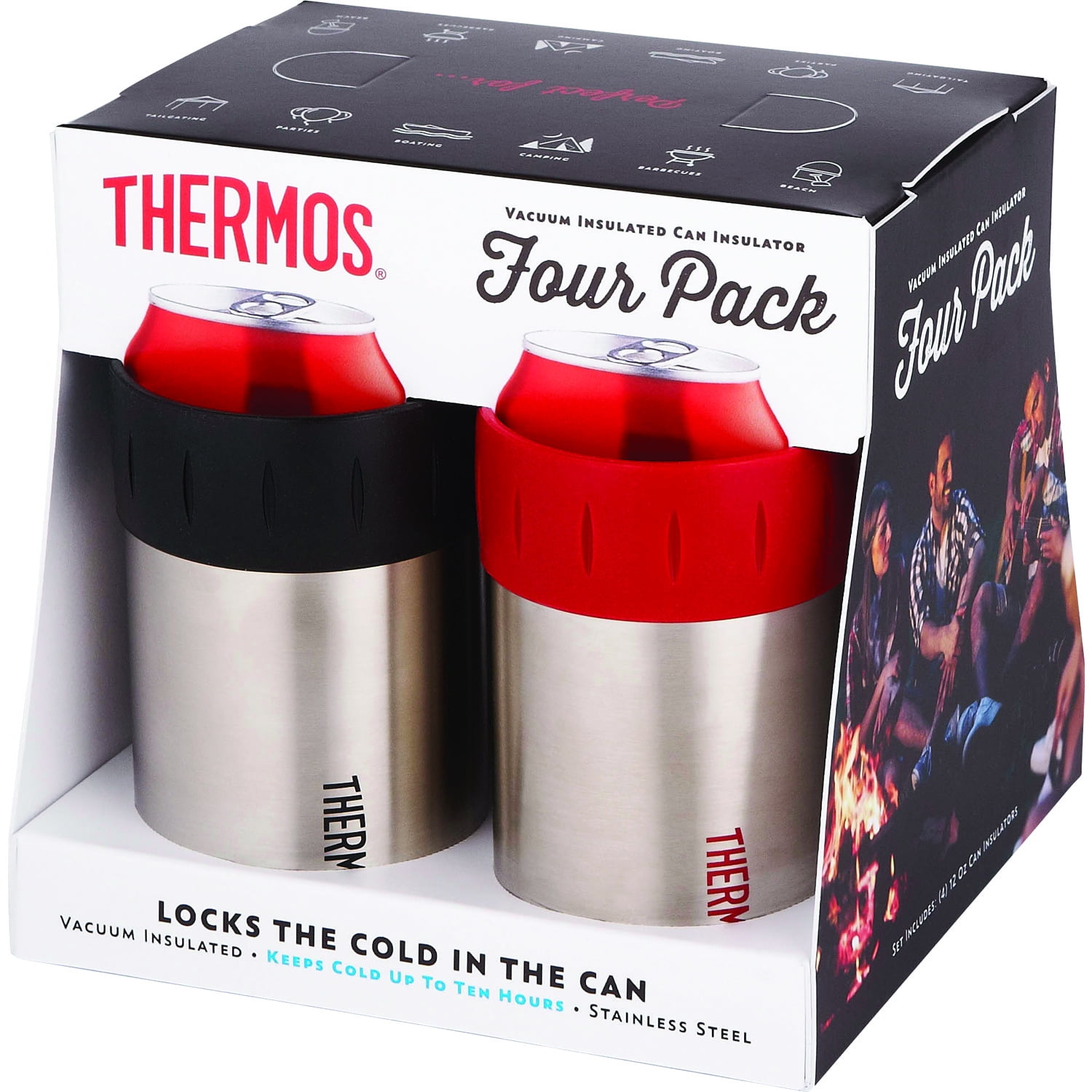 Thermos 2700ARP4 12Ounce Stainless Steel Beverage Can Insulators, 4 pk
