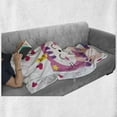 thumbnail image 5 of Cat Soft Flannel Fleece Throw Blanket, Colorful Illustration of Love You Typography Doodle Unicorn Character and Hearts, Cozy Plush for Indoor and Outdoor Use, 50" x 60", Multicolor, by Ambesonne, 5 of 5