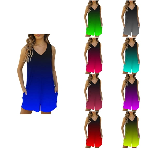 Antinious Women Solid Spaghetti Strap Pocket Sleeveless Loose Short Jumpsuit