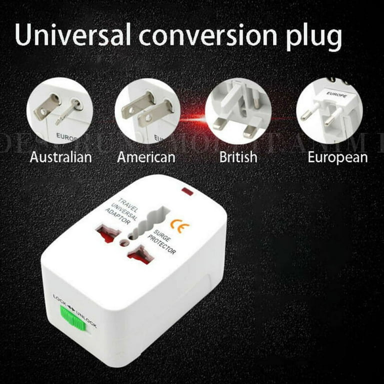 World Power Plug Adapter Travel Set (1Pc), All in One International Out of  Country Travel Wall Charger Plug for Wall Plug Input in USA, EU, UK, and  AUS/NZ & More Outlets 