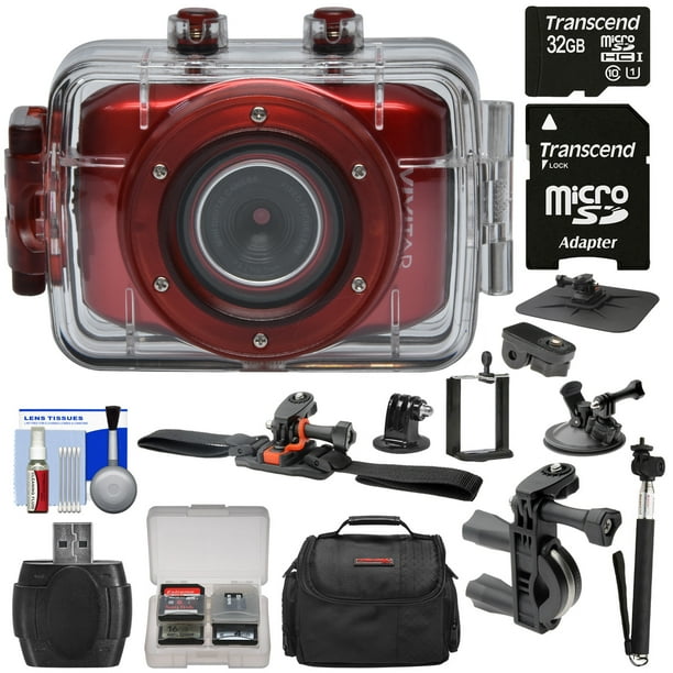 Vivitar DVR783HD HD Waterproof Action Video Camera Camcorder (Red) with