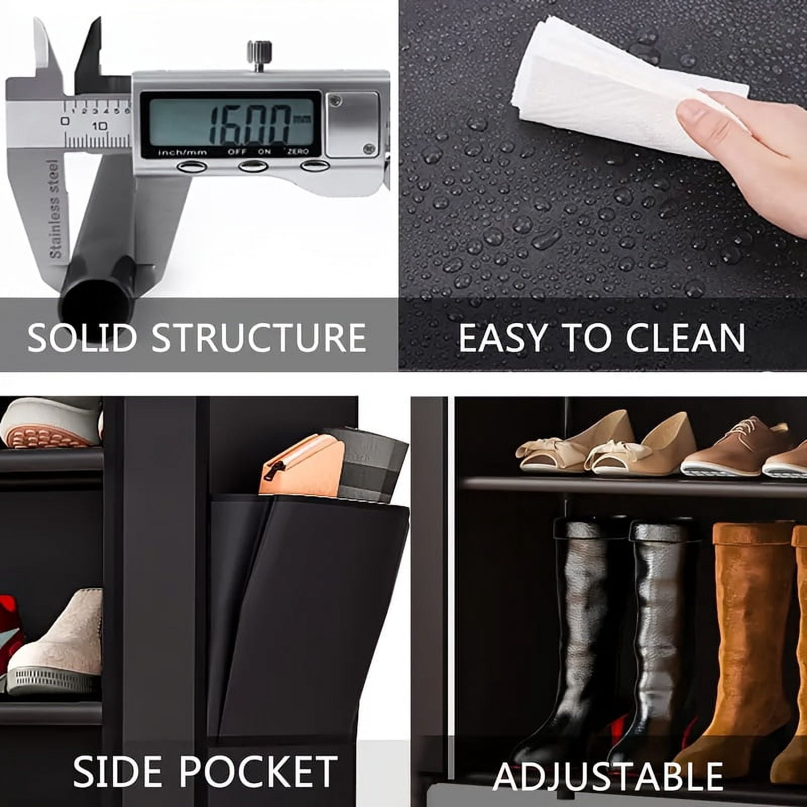 Double Row 7-Tier Shoe Rack with Dust Cover, Space-Saving Large Capacity Shoe Storage Cabinet, Easy Assemble Portable Organizer for Entryway, Home, Dorm