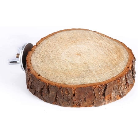 View of Pet Bird Cage Perches Round Wooden Stand Platform Natural Wood Stand ...
