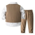 ETHAN 4 Piece Toddler Boy Clothes Suit Gentleman Wedding Outfits Brown