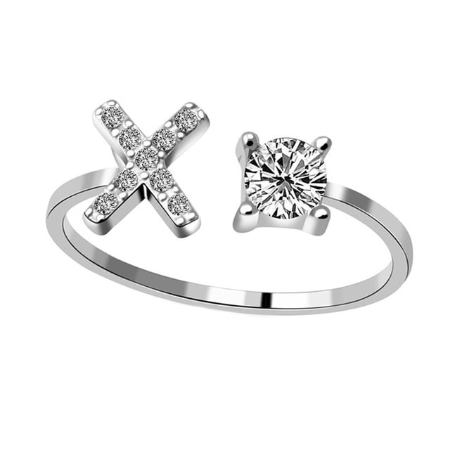 Guardurnaity Anillo abierto con letras mayúsculas, anillos de compromiso seguros portátiles para interiores y exteriores, fiesta, maquillaje Type1 NO1