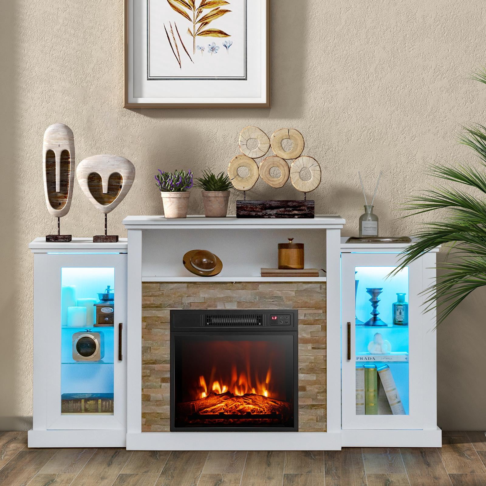 Giantex - Brandclub - Giantex Fireplace TV Stand w/LED Lights