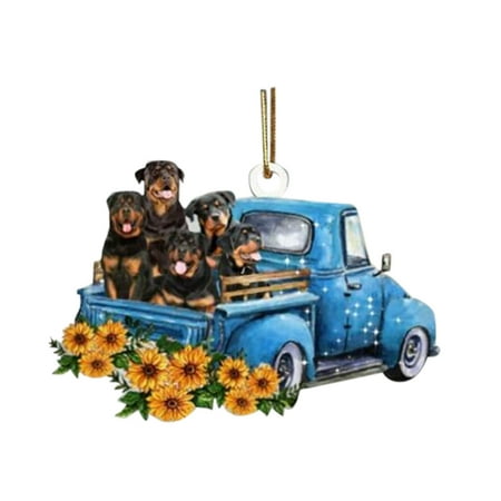 

Veki Car Mirror Decoration Pendant Truck Dog Sunflower Rearview Car Pendant Creative House Christmas Ornament Room