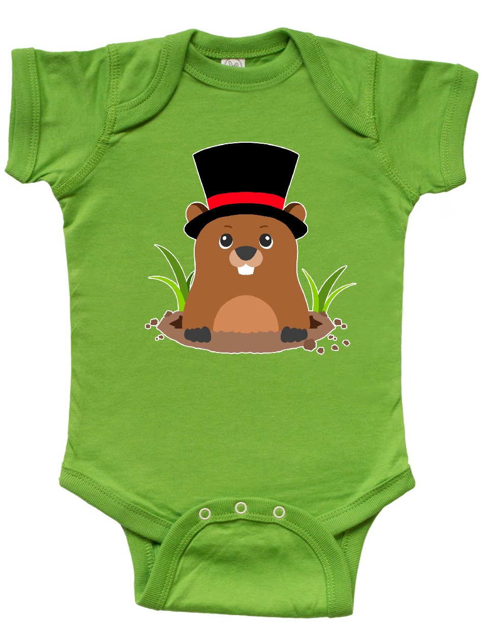 INKtastic Groundhog Day with Groundhog in Top Hat Infant Creeper