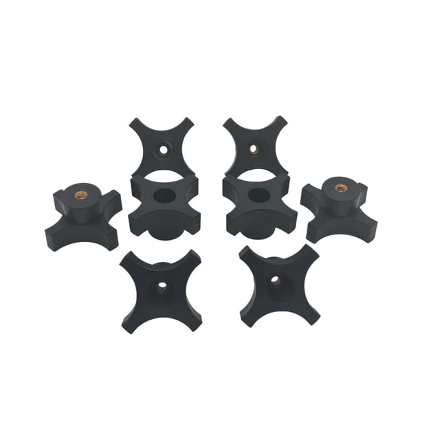 Wing Nut Knob Family, color negro, 4 puntos, 1/4-20, paquete de 5 con inserto de latón