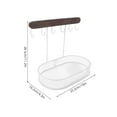 thumbnail image 2 of CTIRCHIU Compact White Jewelry Hanging Rack with Necklace Hooks and Oval Earring Tray for Desk, 2 of 8