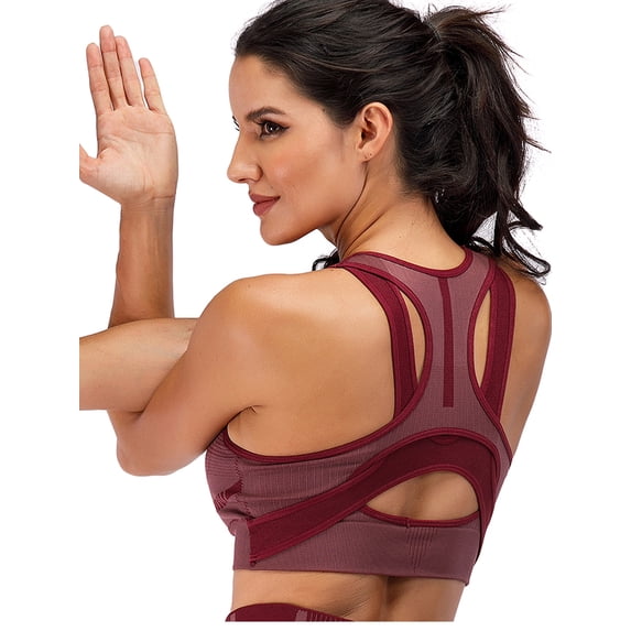 FUTATA Women's Wirefree Sports Bras High Impact Support Racerback Yoga Bras Padded Push Up Running Gym Workout Bras With Removable Cups
