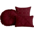Chezmoi Collection Sydney 7Piece Pintuck Comforter Set, California King, Burgundy