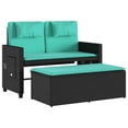 thumbnail image 3 of vidaXL Reclining Garden Bench with Cushions Black Poly Rattan, 3 of 5