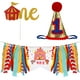 thumbnail image 5 of 3 piezas de suministros para fiesta de bebé para el primer cumpleaños, temática de circo y carnaval, pancarta colorida, pastel, bandera, sombrero, decoraciones de cumpleaños de un año, 5 of 5