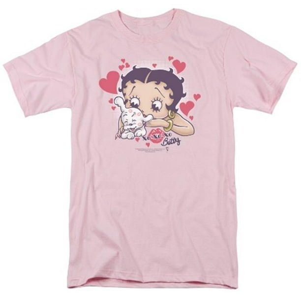Boop-Puppy Love - T-Shirt à Manches Courtes pour Adulte 18-1 - Rose&44; Grand