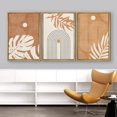 thumbnail image 4 of IDEA4WALL Framed Canvas Print Wall Art Set of 3 Mid-Century Tropical Monstera Leaf Illustrations Abstract Geometric Modern Art Boho Logic Wall Decorative Artwork for Room Decor - Natural 16"x24"x3, 4 of 5
