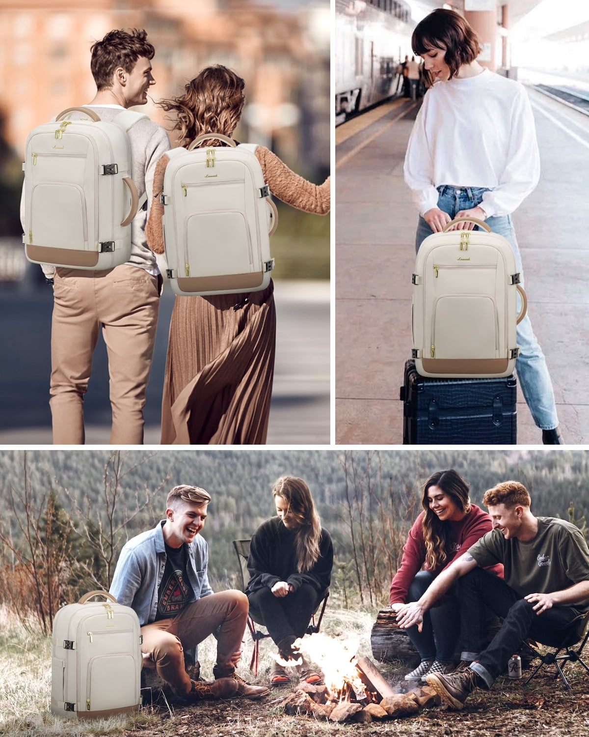 Lovevook Travel Backpack, 40L Carry-on Luggage Backpack Airplane Approved Size, Person Item Bag Business Weekender Overnight Bag with 3 Cubes