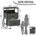 thumbnail image 4 of Eunos 2 Drawer Small Nightstand with Charging Station, LED and Open Shelf for Bedroom, Charcoal Grey, 4 of 8