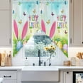 thumbnail image 4 of Happy Easter Swag Kitchen Curtain Valances, Rabbit Ears Colorful Egg Butterfly Yellow Rod Pocket Curtains Window Treatment Decor Valances for Bedroom Bathroom, 2 Panels 28 x 36 Inch, 4 of 9