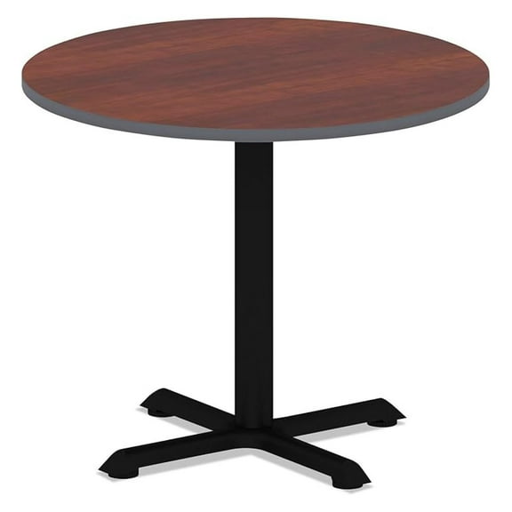Round Laminate Table Top 35.5 inch - Reversible Woodgrain Surface - Medium Mahogany Cherry - Durable Tabletop for Dining, Kitchen, or Craft Projects