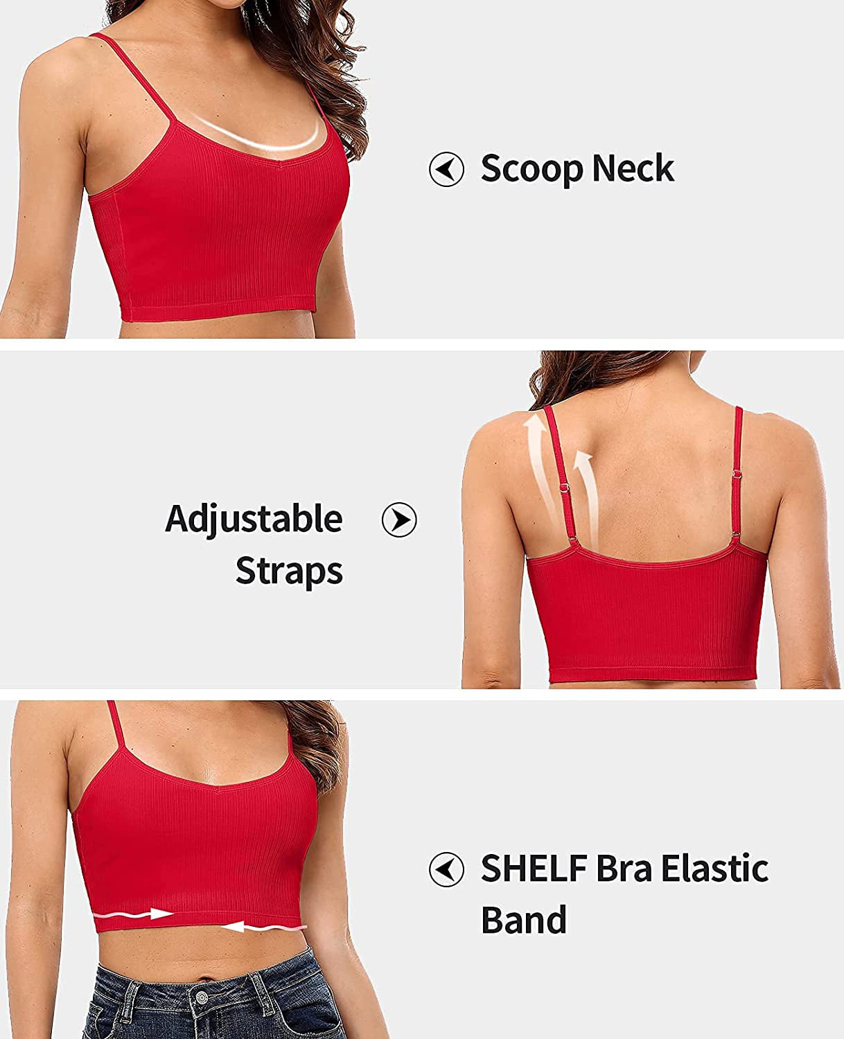 Champion CG Racerback Tank Top Built-In Bra adjustable red Stretch Large