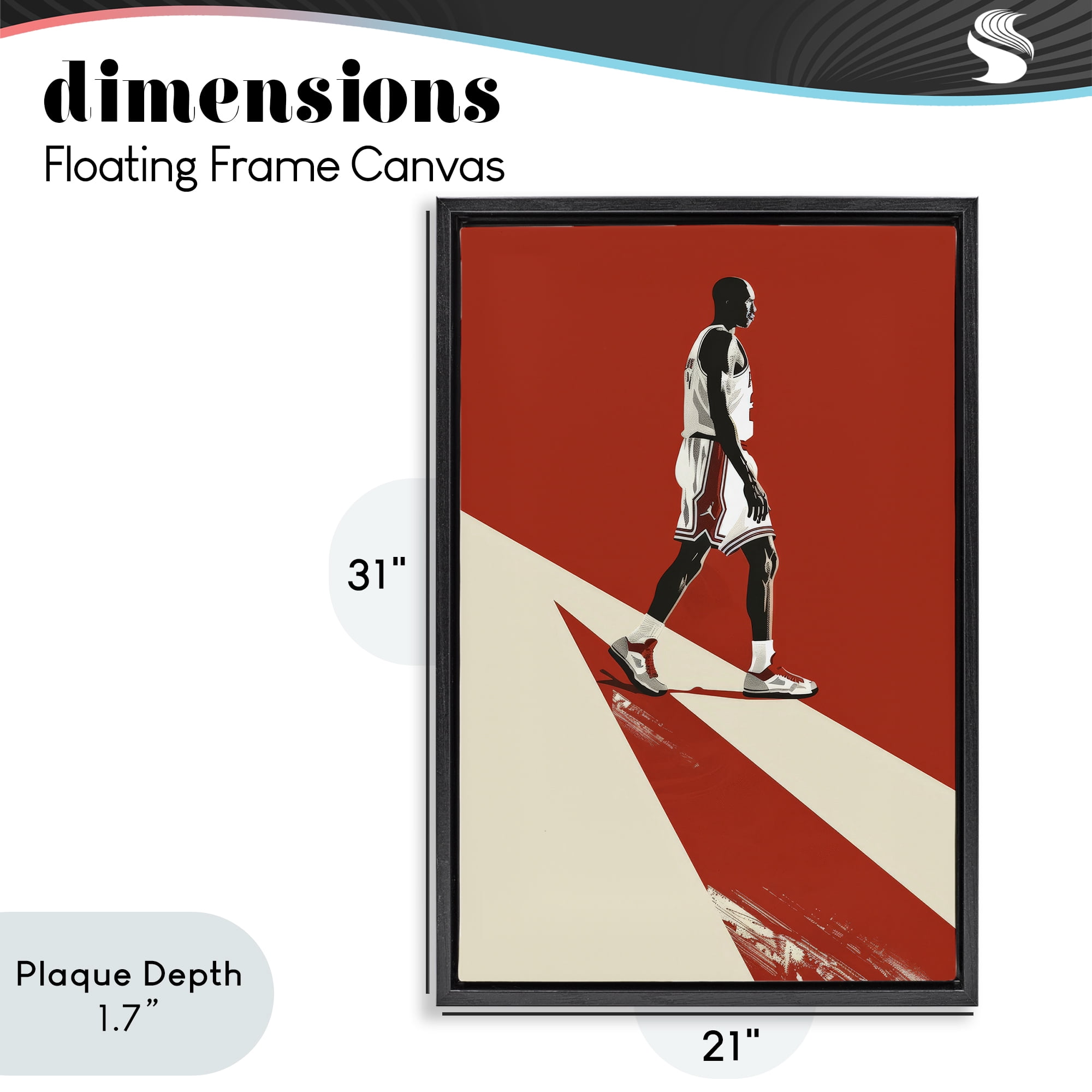 Stupell Industries Retro Basketball Legend Black Framed Floater Canvas Wall Art, design by Ray Powers