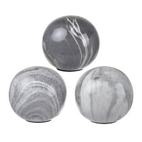 CC Home Furnishings Marbleized Swirl Ceramic Balls - 4" - Gray - Set of 3