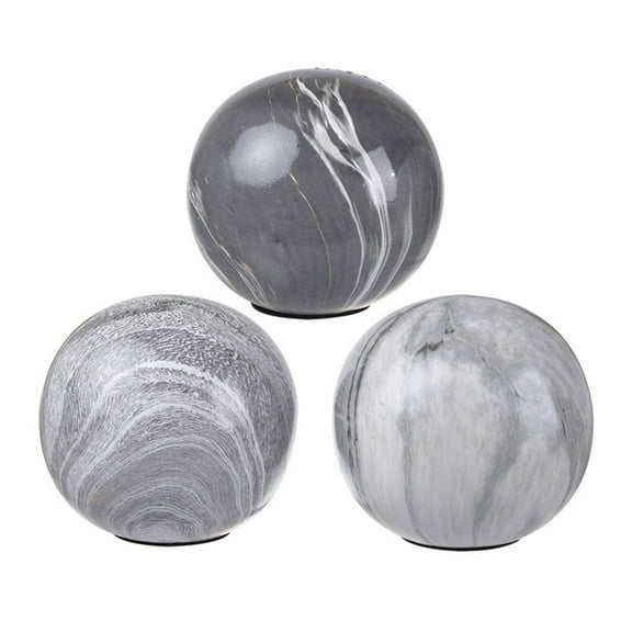 CC Home Furnishings Marbleized Swirl Ceramic Balls - 4" - Gray - Set of 3