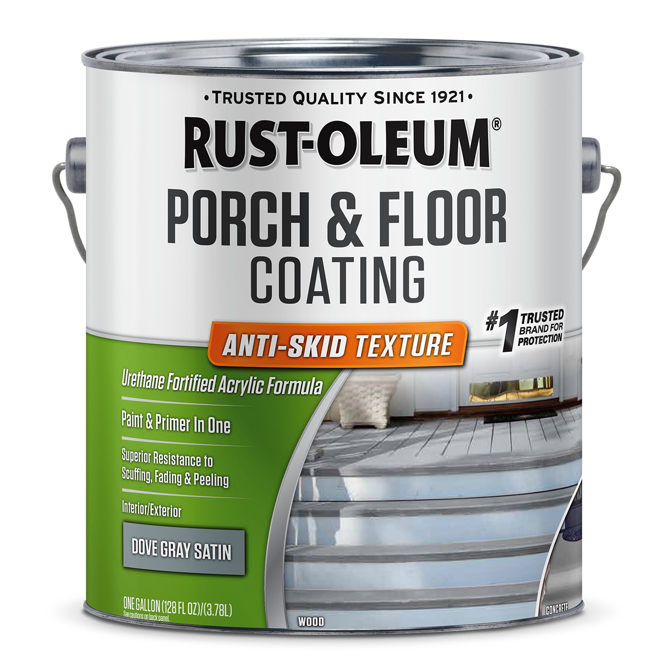 2 Pack, Dove Gray, Rust-Oleum Porch & Floor Coating Satin Anti-Skid- 262365, Gallon