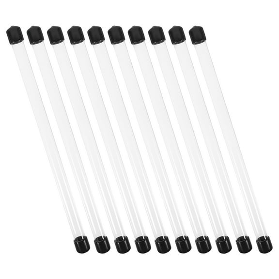 Clear Rigid Plastic Tube for DIY with Black Caps Made of Acrylic PC for Storage and Craft Projects 10pcs