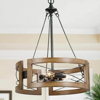 LNC Martin 3-Light Matte Brown Farmhouse Led Cage Chandelier