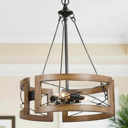 LNC Martin 3-Light Matte Brown Farmhouse Led Cage Chandelier