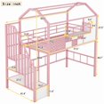 thumbnail image 4 of [Luckynote]Metal Loft Bed with roof design and a storage box, Twin, Pink, 4 of 10