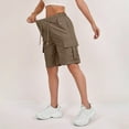 thumbnail image 7 of Womens Cargo Bermuda Shorts Jogger Casual Dressy High Waist Vacation Shorts Wide Leg Quick Dry Pull On Summer Walking Shorts Elastic Waist Knee High Sweat Shorts with Pocket Light Brown XL, 7 of 7