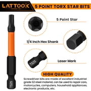 19pcs 5 Point Star Torx Bit Set, Security Tamper Proof Torx Driver Bit Set, Magnetic S2 Steel, 2.3'' & 1'' Long, T10-T50