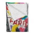 thumbnail image 2 of Paris Soft Flannel Fleece Throw Blanket, Contemporary Design Outline Eiffel Tower Swirling Lines Art Paint Strokes Print, Cozy Plush for Indoor and Outdoor Use, 50" x 60", Black and Red, by Ambesonne, 2 of 5