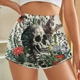 thumbnail image 3 of Women's Originals Shorts, Jersey Sports Shorts, Gym Shorts For Women, Skull Flowers Illustration, 4XL, Plus Size Available, 3 of 5