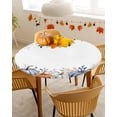 thumbnail image 4 of Round Fitted Tablecloths Autumn Thanksgiving Pumpkin Leaves Waterproof Table Cover for Kitchen Dining Party Decor Country Floral on White,45"-54", 4 of 6