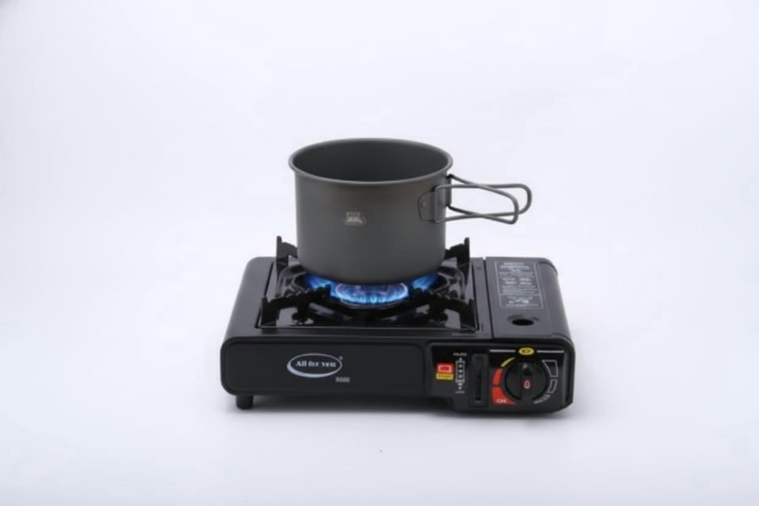 J&V TEXTILES Portable Gas Stove, Single Burner, Black, 2.2KW, CSA Certified, Temperature Control with Indicator Light, Easy to Clean, with Carrying Case