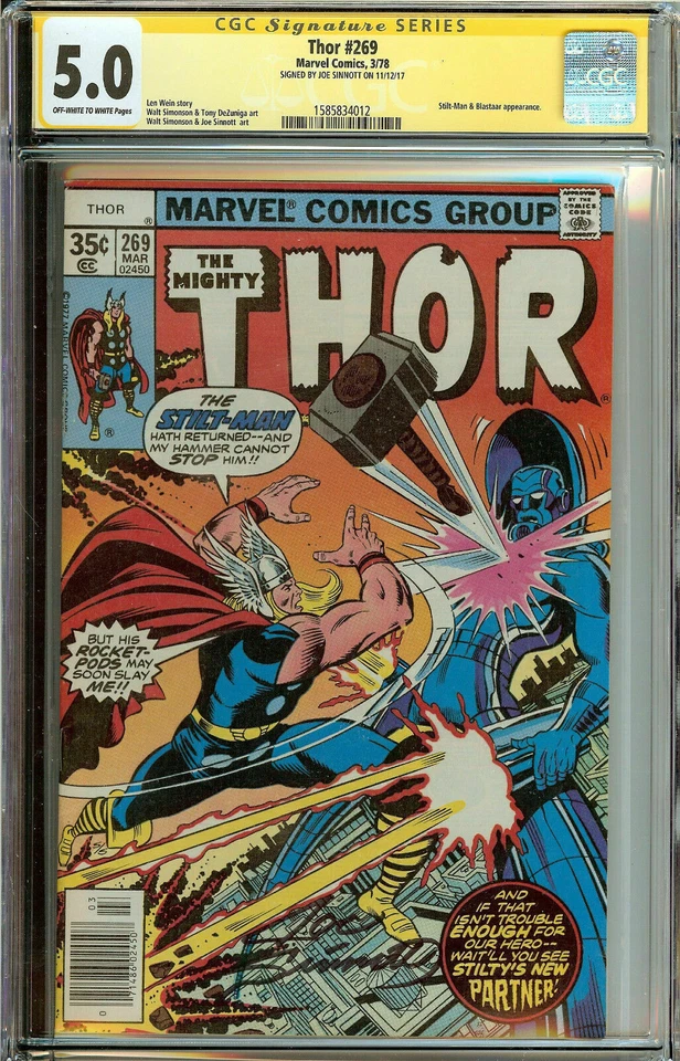 The Mighty Thor #269 CGC 5.0 Signature Series Signed by Joe Sinnott (Marvel Comics)