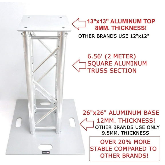 CedarsLink 6.56 FT 2 Meter Aluminum Stage/Club DJ Lighting Truss Tower Totem